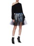 Figure View - Click To Enlarge - BEN TAVERNITI UNRAVEL PROJECT  - Tulle overlay denim mini skirt
