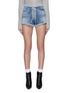 Main View - Click To Enlarge - BEN TAVERNITI UNRAVEL PROJECT  - Lace-up frayed denim shorts