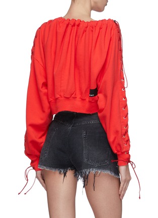 Back View - Click To Enlarge - BEN TAVERNITI UNRAVEL PROJECT  - Lace-up sleeve drawcord collar sweatshirt