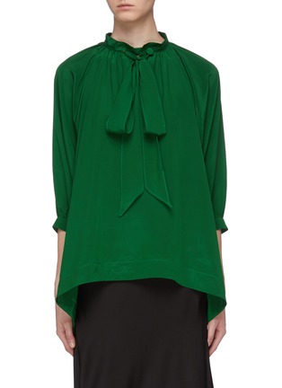Main View - Click To Enlarge - J.CRICKET - 'Tent' silk crepe pussybow blouse
