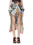 Main View - Click To Enlarge - CHLOÉ - Buckled caravan print scarf patchwork silk high-low skirt