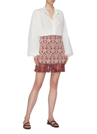 Figure View - Click To Enlarge - CHLOÉ - Fringe hem graphic jacquard mini skirt