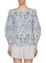 Main View - Click To Enlarge - CHLOÉ - Puff sleeve logo ceramic jacquard knit top