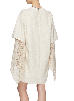 Back View - Click To Enlarge - CHLOÉ - Layered crochet knit kimono sleeve string tie tunic dress