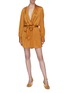Figure View - Click To Enlarge - ZIMMERMANN - Belted ruched drape silk satin wrap rompers