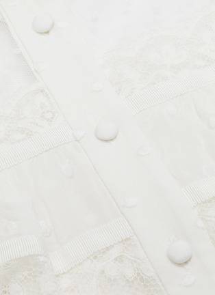 Detail View - Click To Enlarge - ZIMMERMANN - 'Moncur' ruffle yoke lace trim panelled mesh dress