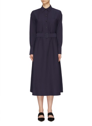 Main View - Click To Enlarge - VINCE - Belted chest pocket half-placket shirt dress