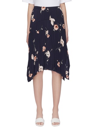 Main View - Click To Enlarge - VINCE - Poppy print pleated midi skirt