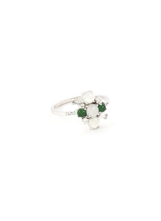 Main View - Click To Enlarge - XIAO WANG - 'Galaxy' diamond jadeite 18k white gold cluster ring