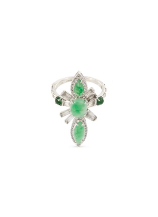 Main View - Click To Enlarge - XIAO WANG - 'Galaxy' diamond jadeite 18k white gold cluster ring