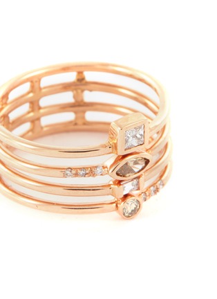 Detail View - Click To Enlarge - XIAO WANG - 'Gravity' diamond 14k rose gold four row ring