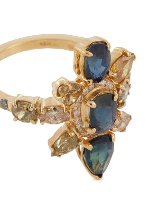 Detail View - Click To Enlarge - XIAO WANG - 'Galaxy' diamond sapphire 18k yellow gold cluster ring