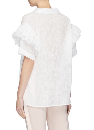 Back View - Click To Enlarge - ANAÏS JOURDEN - Tiered ruffle sleeve smocked blouse