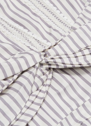 Detail View - Click To Enlarge - SELF-PORTRAIT - Twist peplum stripe lace trim shirt dress