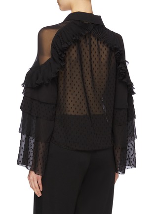 Back View - Click To Enlarge - SELF-PORTRAIT - Tiered ruffle trim tiered sleeve organdy top