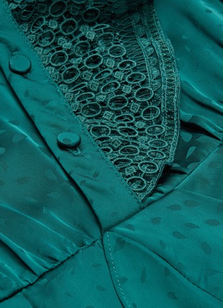 Detail View - Click To Enlarge - SELF-PORTRAIT - Ruffle lace trim one shoulder mock wrap dress
