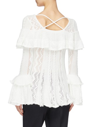 Back View - Click To Enlarge - SELF-PORTRAIT - Ruffle trim pointelle knit tunic top