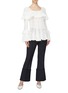 Figure View - Click To Enlarge - SELF-PORTRAIT - Ruffle trim pointelle knit tunic top