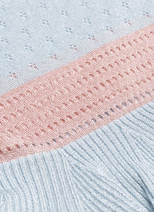 - SELF-PORTRAIT - Stripe pointelle knit peplum top