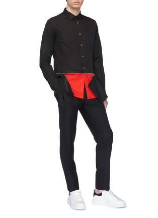 Figure View - Click To Enlarge - ALEXANDER MCQUEEN - Zip waist layered hem shirt
