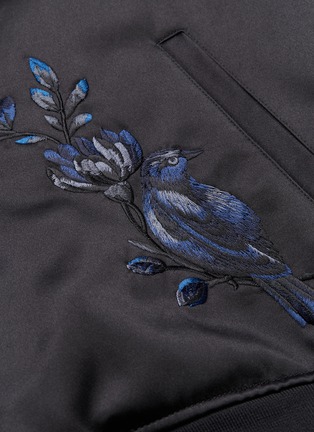  - ALEXANDER MCQUEEN - Floral embroidered colourblock sleeve cotton-silk bomber jacket