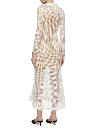 Back View - Click To Enlarge - SELF-PORTRAIT - Fishnet crochet lace panelled maxi shirt dress