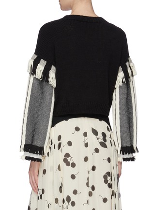 Back View - Click To Enlarge - 3.1 PHILLIP LIM - Fringe patchwork sleeve cropped sweater