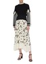 Figure View - Click To Enlarge - 3.1 PHILLIP LIM - Contrast waist panel cherry print pleated chiffon skirt