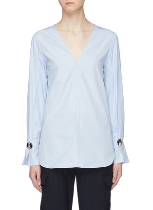 Main View - Click To Enlarge - 3.1 PHILLIP LIM - Hammered button split sleeve poplin blouse