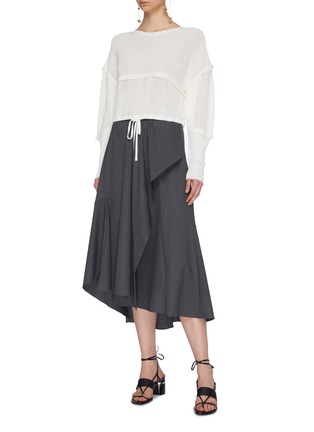 Figure View - Click To Enlarge - 3.1 PHILLIP LIM - Asymmetric drape pinstripe skirt