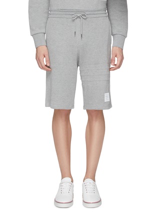 Main View - Click To Enlarge - THOM BROWNE  - Stripe honeycomb piqué sweat shorts