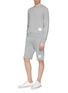 Figure View - Click To Enlarge - THOM BROWNE  - Stripe honeycomb piqué sweat shorts