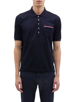 Main View - Click To Enlarge - THOM BROWNE  - Stripe pocket jersey polo shirt