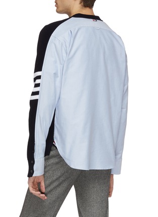 Back View - Click To Enlarge - THOM BROWNE  - Oxford shirt back stripe sleeve cardigan