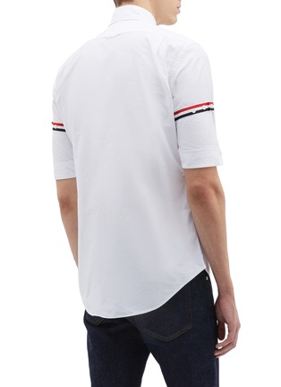 Back View - Click To Enlarge - THOM BROWNE  - Stripe sleeve short sleeve Oxford shirt