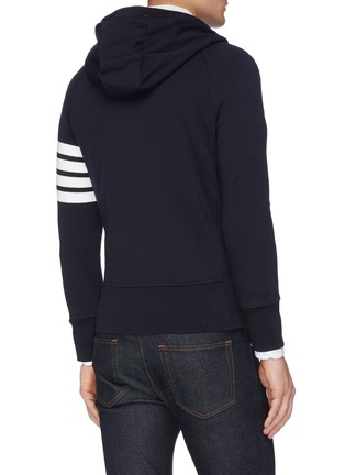 Back View - Click To Enlarge - THOM BROWNE  - Stripe sleeve zip hoodie