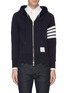 Main View - Click To Enlarge - THOM BROWNE  - Stripe sleeve zip hoodie
