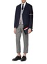 Figure View - Click To Enlarge - THOM BROWNE  - Stripe wool-cotton soft blazer