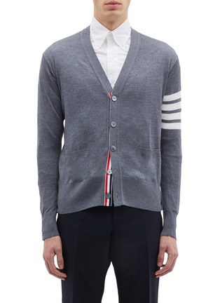 Main View - Click To Enlarge - THOM BROWNE  - Stripe sleeve wool cardigan