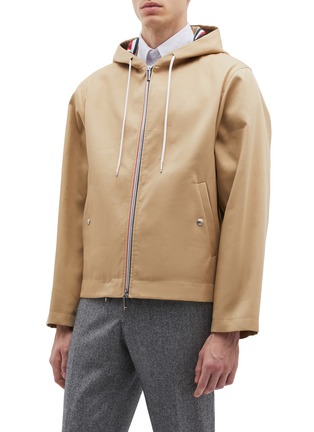 Detail View - Click To Enlarge - THOM BROWNE  - Detachable hem hooded twill parka