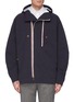 Main View - Click To Enlarge - THOM BROWNE  - Stripe double zip placket hooded jacket