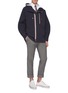 Figure View - Click To Enlarge - THOM BROWNE  - Stripe double zip placket hooded jacket
