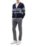 Figure View - Click To Enlarge - THOM BROWNE  - Swimmer stripe intarsia cashmere cardigan