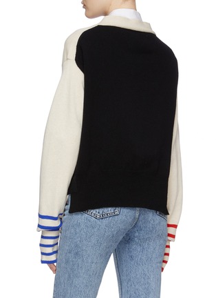 Back View - Click To Enlarge - LA FETICHE - 'Loulou' belted stripe cuff colourblock back lambswool cardigan