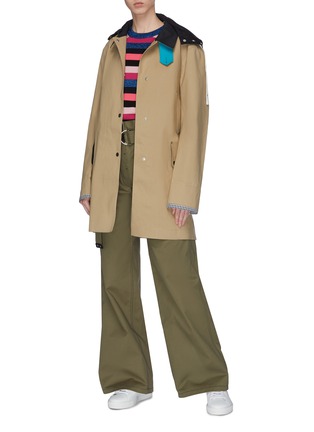 Figure View - Click To Enlarge - LA FETICHE - x Jim Lambie 'Yoko' colourblock border hooded trench coat