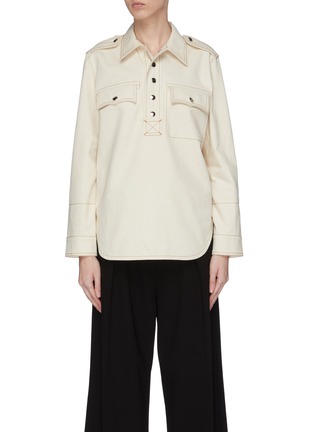 Main View - Click To Enlarge - LA FETICHE - 'Ali' contrast topstitching canvas overshirt