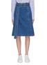 Main View - Click To Enlarge - LA FETICHE - 'Bonnie' belted contrast topstitching denim skirt