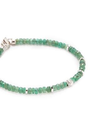 Detail View - Click To Enlarge - TATEOSSIAN - 'Nodo Precious' emerald bead rhodium silver bracelet