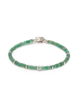 Main View - Click To Enlarge - TATEOSSIAN - 'Nodo Precious' emerald bead rhodium silver bracelet