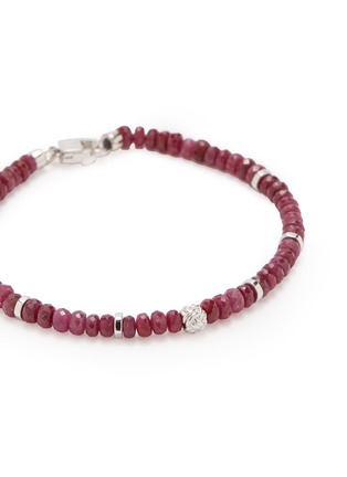 Detail View - Click To Enlarge - TATEOSSIAN - 'Nodo Precious' ruby bead rhodium silver bracelet